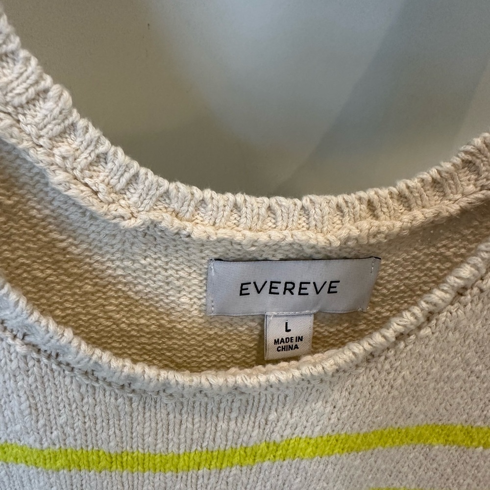 Evereve KNIT tank (Cream and Neon-ish Yellow) EUC Large - Picture 2 of 3